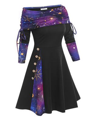 Women's Hippie Festival Dresss | Tie Dye Foldover | S-XXXXXL