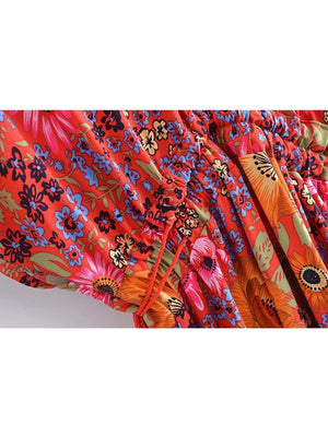 Bright Women's Summer Boho Dress | Batwing Sleeves + V-Neck | S-L