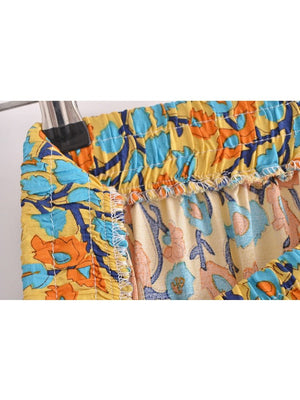 Women's Bohemian Styled Yellow Sun Flower Long Skirt | S-L