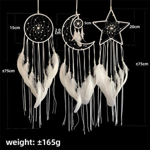 White Or Black Sun, Moon & Star Dream Catcher Set