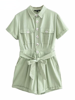 Women's Cute Boho Romper | Button Up | S-L