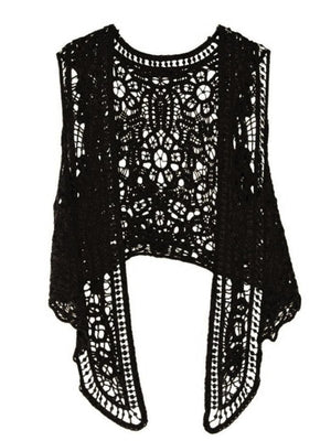 Open Stitched Boho Hippie Crochet Knitted Blouse Vest | 3 Colours | Free Size