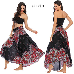 Women's Red Flower Versatile Bohemian Skirt Dress | Dual Purpose | Free Size