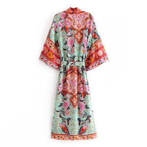 Women's Bohemian Peacok Kimono Bikini Cover Up | Various Colours | S-L