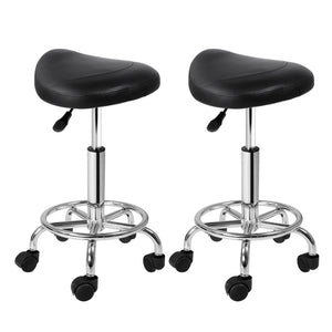 2-Pack Saddle Salon Stools | Black Hydraulic Lift