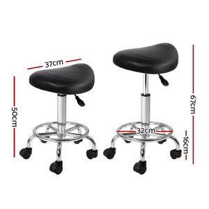 2-Pack Saddle Salon Stools | Black Hydraulic Lift