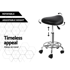 2-Pack Saddle Salon Stools | Black Hydraulic Lift