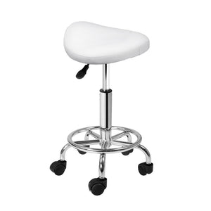 White Saddle Salon Stool With Hydraulic Lift
