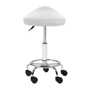 White Saddle Salon Stool With Hydraulic Lift