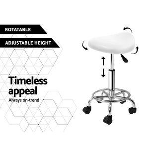 White Saddle Salon Stool With Hydraulic Lift