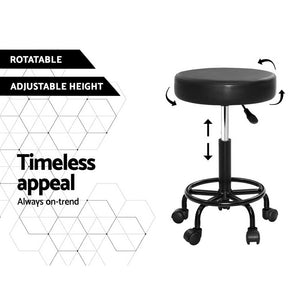 2X Salon Stool | Swivel Round Barber Hair Bar Stools | Hydraulic Lift | Black