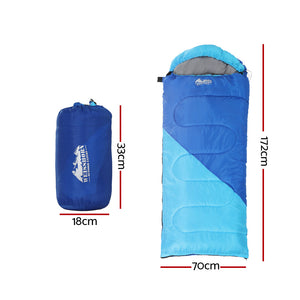 Weisshorn Kid's Sleeping Bag | Camping Hiking Thermal | Blue | 172cm