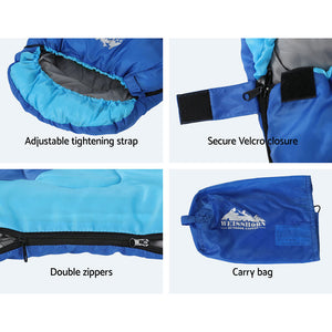 Weisshorn Kid's Sleeping Bag | Camping Hiking Thermal | Blue | 172cm