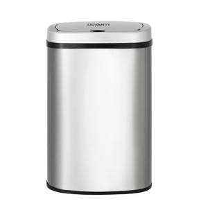 Devanti Stainless Trash Can | Automatic Touch Free Sensor Bin | Motion Rubbish
