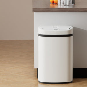 Devanti White Sensor Bin | Motion Rubbish Trash Can | Touch-Free | Kitchen
