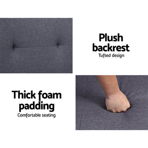 Linen Fabric 3 Seater Futon Sofa Bed / Recliner Lounge