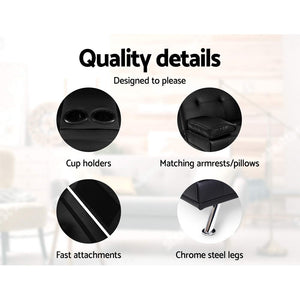 Leather Futon Sofa Bed Couch - 3 Seater