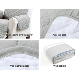Grey Quilted Sofa / Couch Cover Protector - 3 Seater