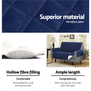 Navy Quilted Sofa / Couch Cover Protector - 3 Seater