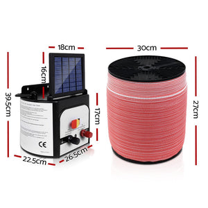 Giantz Electric Fence Energiser 8km Solar Powered Energizer Charger + 1200m Tape - The Hippie House