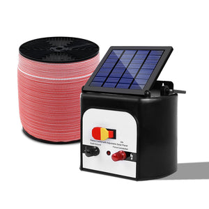 Giantz Electric Fence Energiser 8km Solar Powered Energizer Charger + 1200m Tape - The Hippie House
