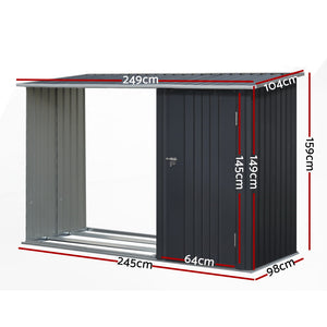 Giantz Garden Shed Sheds Outdoor Tool | 2.49x1.04M | Storage Workshop House | Galvanized Steel