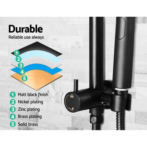 Rain Shower Head Set | WELS 9" Round Handheld High Pressure Wall | Black