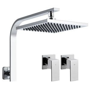 Rain Shower Head Taps | Square | WElS 8'' | High Pressure | Wall Arm | DIY | Chrome