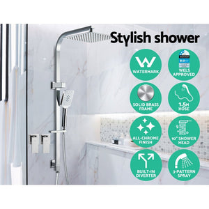 Rain Shower Head Taps | Round | WELS 10'' | Handheld | High Pressure | Wall | Chrome