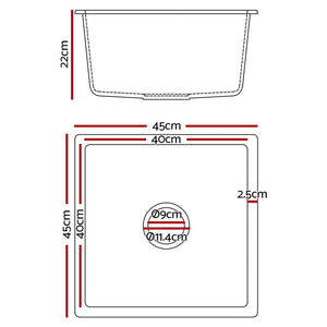 Black Granite Under/Topmount Kitchen Sink | 450mm x 450mm | Laundry Basin