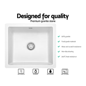 Granite Kitchen Sink | 460X410MM Under/Topmount Basin Bowl Laundry | White