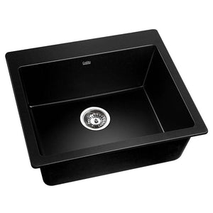 Stone Kitchen Sink | 570x500mm | Granite Under/Topmount | Bowl Laundry | Black