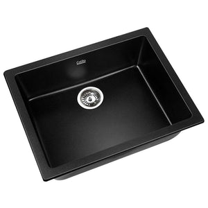 Stone Kitchen Sink | 610x470mm | Granite Under/Topmount | Bowl Laundry | Black