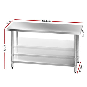 Commercial Hydroponic Stainless Steel Bench - 1524 x 610mm