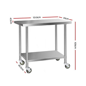 Commercial Hydroponic / Nursery Stainless Steel Work Bench - 1219MM x 610MM