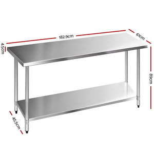 Commercial Hydroponic Stainless Steel Bench - 610 x 1829mm