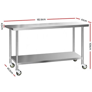 Commercial Hydroponic / Nursery Stainless Steel Work Bench - 1829MM x 610MM