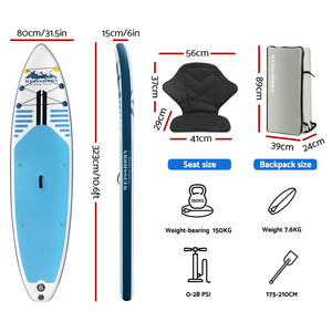Inflatable Stand Up Paddle Board | Weisshorn | SUP Surfboard | Kayak | 10FT