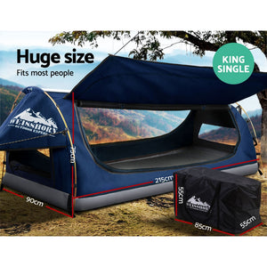 Weisshorn King Single Camping Canvas Swag | Free Standing | Blue Dome Tent