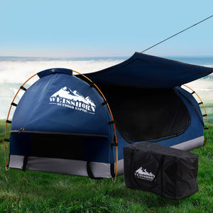 Weisshorn King Single Camping Canvas Swag | Free Standing | Blue Dome Tent