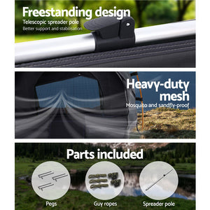 Weisshorn King Single Camping Canvas Swag | Free Standing Tent | Grey Dome