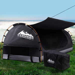 Weisshorn King Single Camping Canvas Swag | Free Standing Tent | Grey Dome