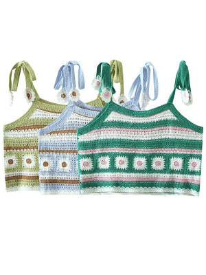 Bohemian Beach Crop Top | Knitted Cotton | Various Colours | Free Size