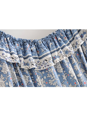 Women's Festival Two Piece Outfit | Long Sleeve Top + Long Bohemian Dress | S-L