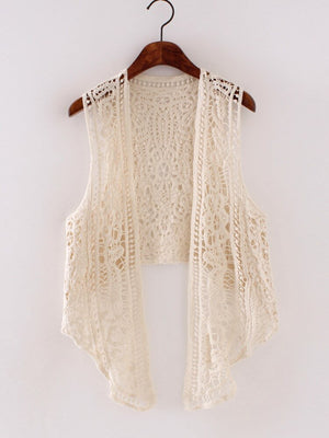 Open Stitched Boho Hippie Crochet Knitted Blouse Vest | 3 Colours | Free Size