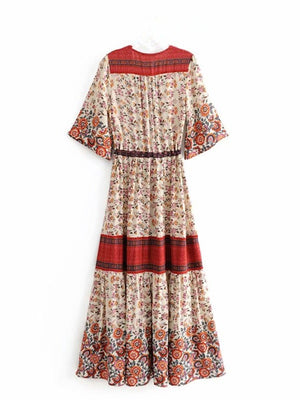 Women's Bohemian Beach Maxi Dress With Bat Sleeves | S-L | 2 Colours
