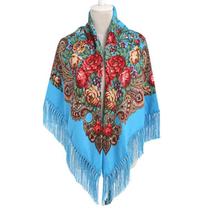 Women's Winter Hippie Flower Printered Poncho Cape | Various Colours | Free Size