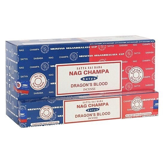 Satya Nag Champa And Dragons Blood Incense Sticks - 192g Mixed Box
