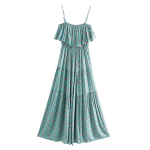 Short Sexy Bohemian Dress With Floral Print | Red Or Aqua | S-XL