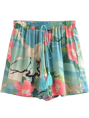 Crane Styled Bohemian Happy Shorts | Elastic Waist | S-L